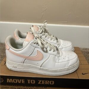 Nike Air Force 1 White and Light Pink Sneakers